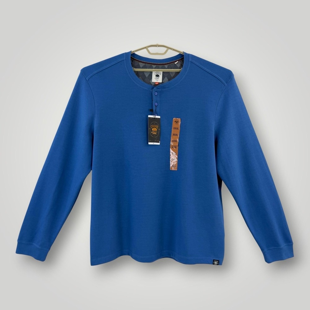 Copper & Oak‎ 3XL Henley Shirt Atlantic Blue Long Sleeve Cotton Blend NWT